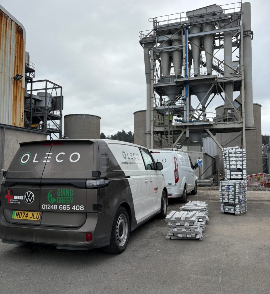 Oleco branded vans at industrial electrical site